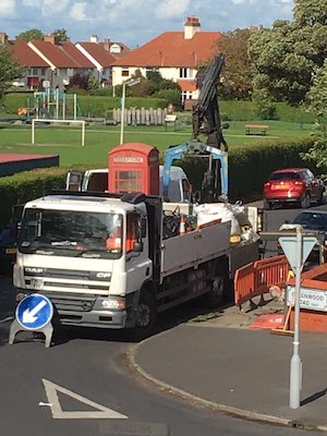 phone box on lorry