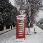 snowy phone box